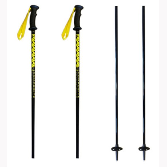 K2 Composite Power Ski Poles Ski Skiing Pole w/ Tab Grip Black Yellow 36" - 90cm - Picture 1 of 1